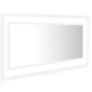 Oglindă de baie cu LED, alb, 100×8,5×37 cm, acril