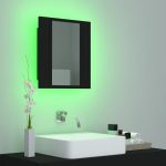 Dulap de baie cu oglindă & LED, negru, 40x12x45 cm, acril