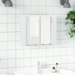 Dulap de baie cu oglindă și LED, alb, 60x12x45 cm acril