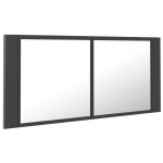 Dulap de baie cu oglindă și LED, gri, 100x12x45 cm acril