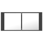 Dulap de baie cu oglindă și LED, gri, 100x12x45 cm acril