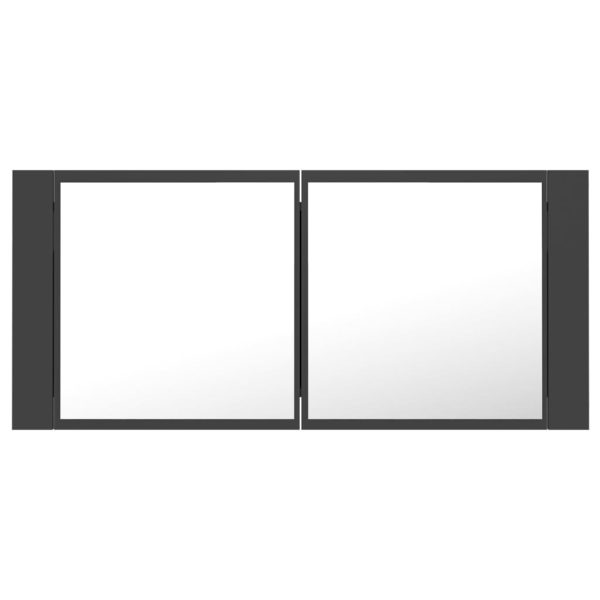 Dulap de baie cu oglindă și LED, gri, 100x12x45 cm acril