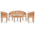 Set mobilier grădină tip banană, 4 piese, lemn masiv de tec