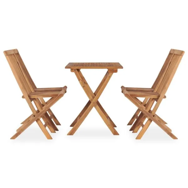 Set mobilier de exterior pliabil, 5 piese, lemn masiv de tec