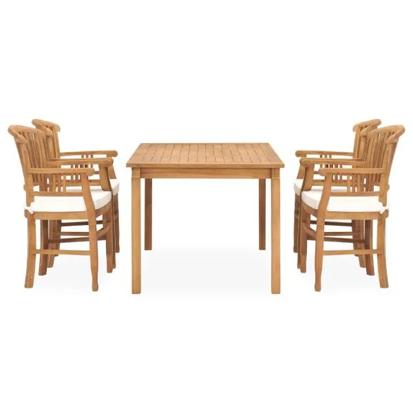 Set mobilier de grădină cu perne, 5 piese, lemn masiv de tec