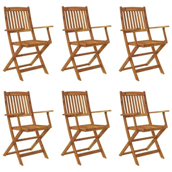 Set mobilier de grădină pliabil, 7 piese, lemn masiv acacia