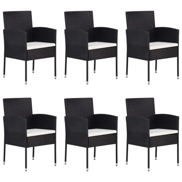Set mobilier de grădină, 7 piese, negru, poliratan
