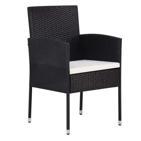 Set mobilier de grădină, 7 piese, negru, poliratan
