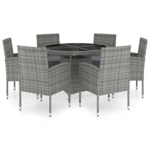 Set mobilier de grădină, 7 piese, antracit & gri, poliratan