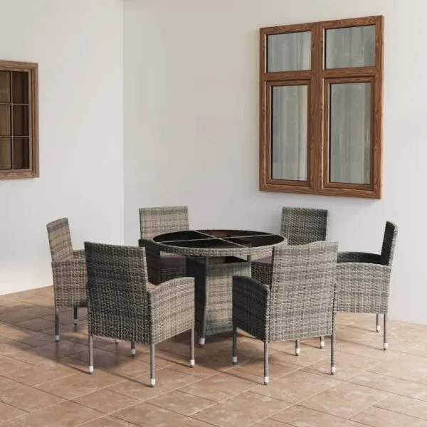Set mobilier de grădină, 7 piese, antracit & gri, poliratan