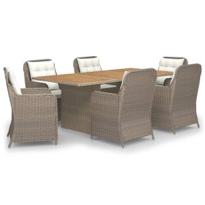 Set mobilier de grădină, 7 piese, poliratan