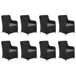 Set mobilier de grădină, 9 piese, poliratan