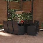 Set mobilier de grădină, 9 piese, poliratan