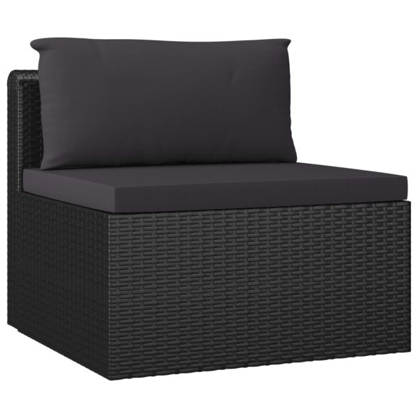 Set mobilier de grădină cu perne, 7 piese, negru, poliratan