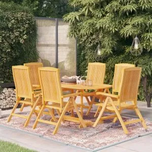 Set mobilier grădină, 7 piese, lemn masiv de tec