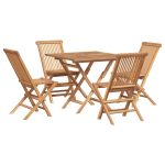 Set mobilier de grădină, 5 piese, lemn masiv de tec