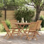Set mobilier de grădină, 5 piese, lemn masiv de tec