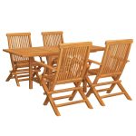 Set mobilier de grădină, 5 piese, lemn masiv de tec
