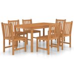 Set mobilier grădină, 7 piese, lemn masiv de tec