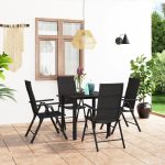 Set de masă pentru grădină, 5 piese, negru