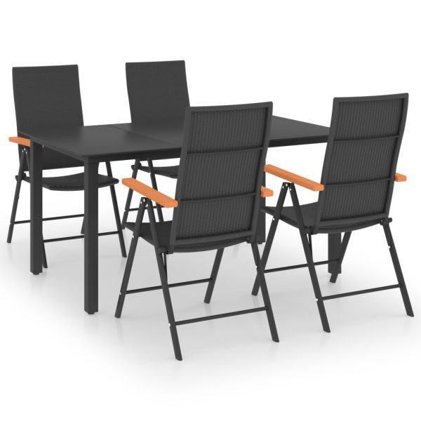 Set mobilier de grădină, 5 piese, negru și maro