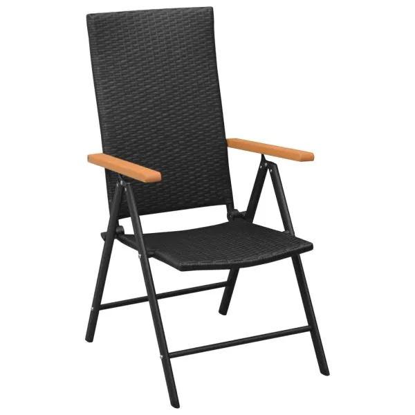 Set de masă pentru grădină, 7 piese, negru și maro
