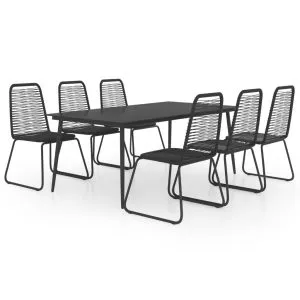Set mobilier de grădină, 7 piese, negru, ratan PVC