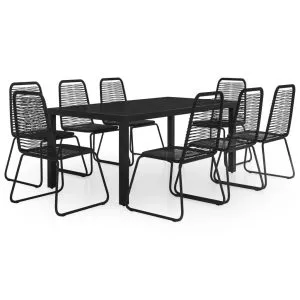 Set mobilier de grădină, 9 piese, negru, ratan PVC
