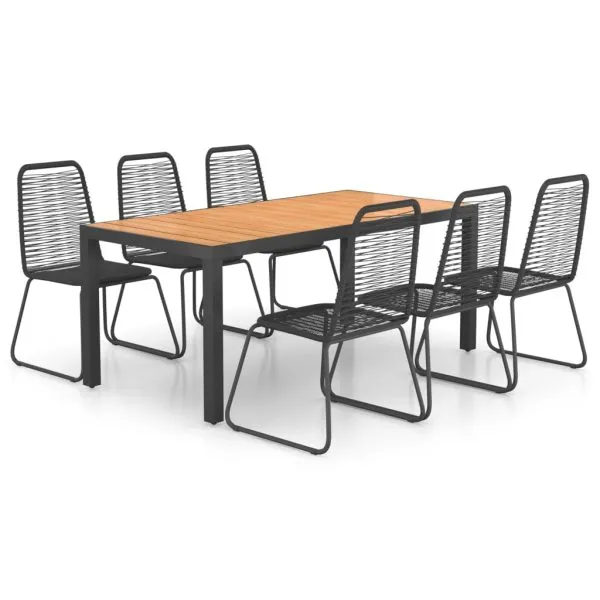 Set mobilier de grădină, 7 piese, negru și maro, ratan PVC