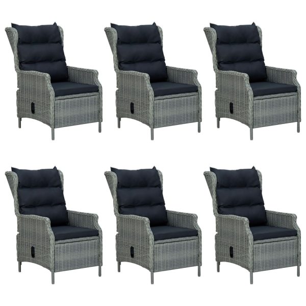 Set mobilier exterior cu perne, 7 piese, gri deschis, poliratan