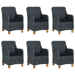 Set mobilier exterior cu perne, 7 piese, gri închis, poliratan