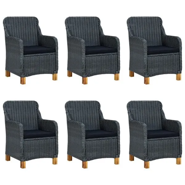 Set mobilier exterior cu perne, 7 piese, gri închis, poliratan