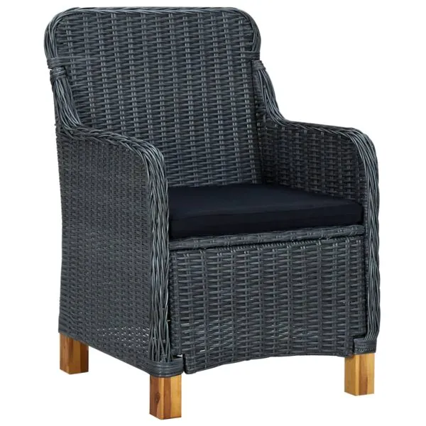 Set mobilier exterior cu perne, 7 piese, gri închis, poliratan