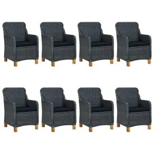 Set mobilier exterior cu perne, 9 piese, gri închis, poliratan