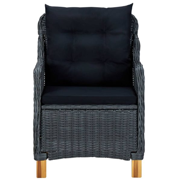 Set mobilier grădină cu perne, 3 piese, gri închis, poliratan