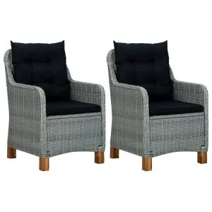 Set mobilier grădină, cu perne, 3 piese, gri deschis, poliratan