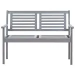 Bancă grădină cu 2 locuri cu pernă, gri, 120 cm, lemn eucalipt