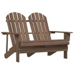 Scaun de grădină Adirondack cu 2 locuri, maro, lemn de brad
