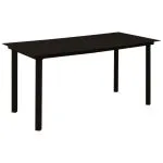 Set mobilier de grădină, 7 piese, negru, sticlă și oțel