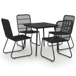 Set mobilier de exterior, 5 piese, poliratan și sticlă