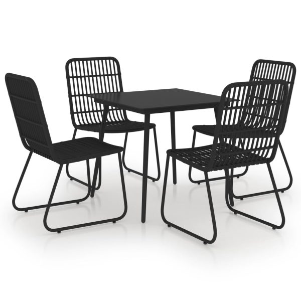 Set mobilier de exterior, 5 piese, poliratan și sticlă