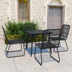 Set mobilier de exterior, 5 piese, poliratan și sticlă