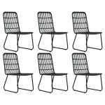 Set mobilier de exterior, 7 piese, negru, poliratan și sticlă