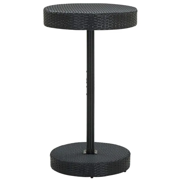 Set mobilier bar de grădină cu perne, 3 piese, negru, poliratan