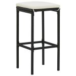 Set mobilier bar de grădină cu perne, 7 piese, negru, poliratan