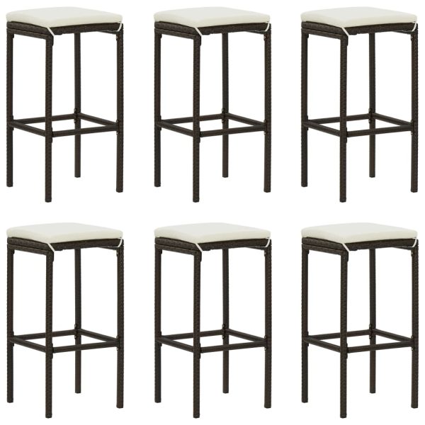 Set mobilier bar de grădină cu perne, 7 piese, maro, poliratan
