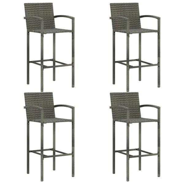 Set bar exterior cu cotieră, 5 piese, gri, poliratan