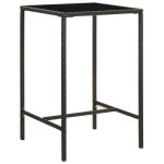 Set mobilier bar de grădină, cu perne, 3 piese, maro, poliratan