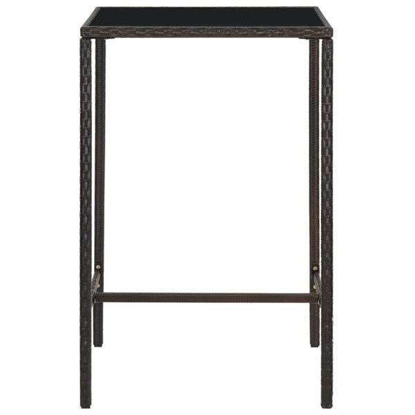 Set mobilier bar de grădină, cu perne, 3 piese, maro, poliratan
