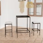 Set mobilier bar de grădină, cu perne, 3 piese, maro, poliratan
